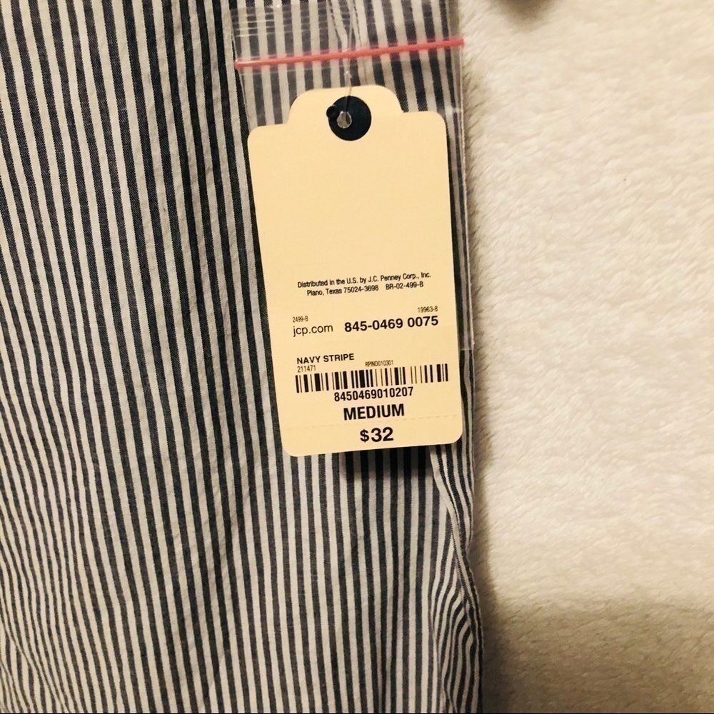 NWT St. John’s Bay Striped Button Down Crewneck Blouse Size Small - Picture 6 of 9